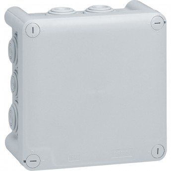 Коробка квадратная LEGRAND Plexo 130x130x74 IP 55 IK 07 10 кабельных вводов 650 °C серый