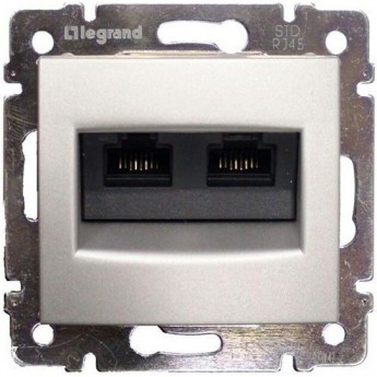 Информационная розетка LEGRAND Valena RJ45 категория 6 UTP 2 выхода на винтах алюминий